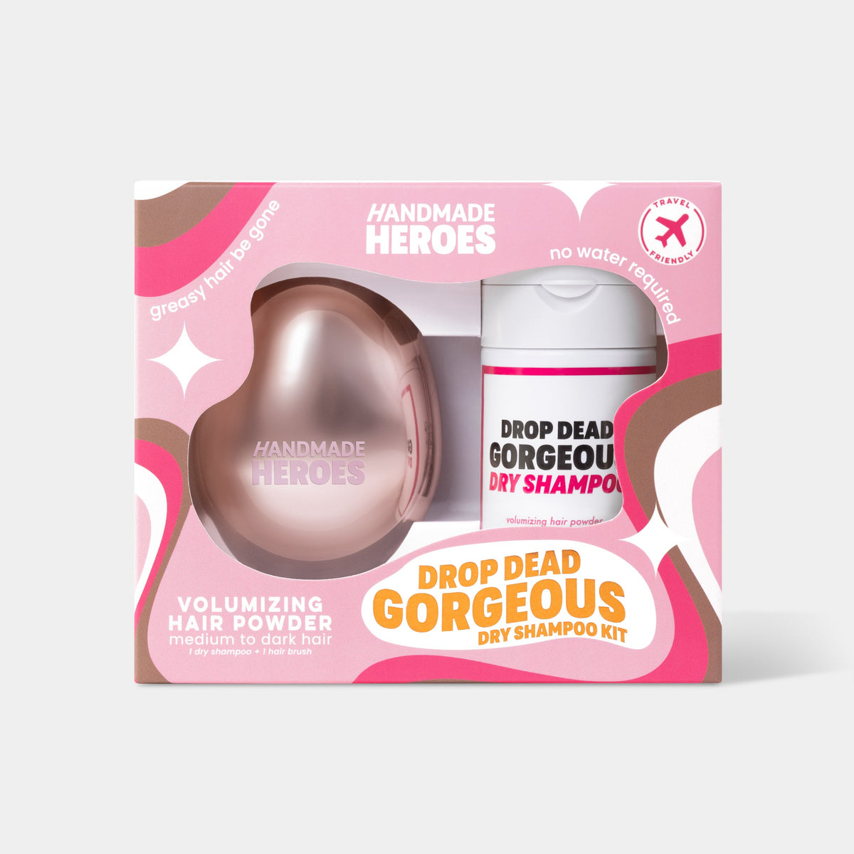 Drop Dead Gorgeous dry shampoo kit with volumizing powder and application brush